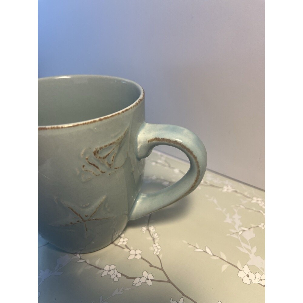 Thompson Pottery Hampton Cape Cod Aqua Blue Sea Shell Coffee Mugs Set of 2 - Picture 4 of 6